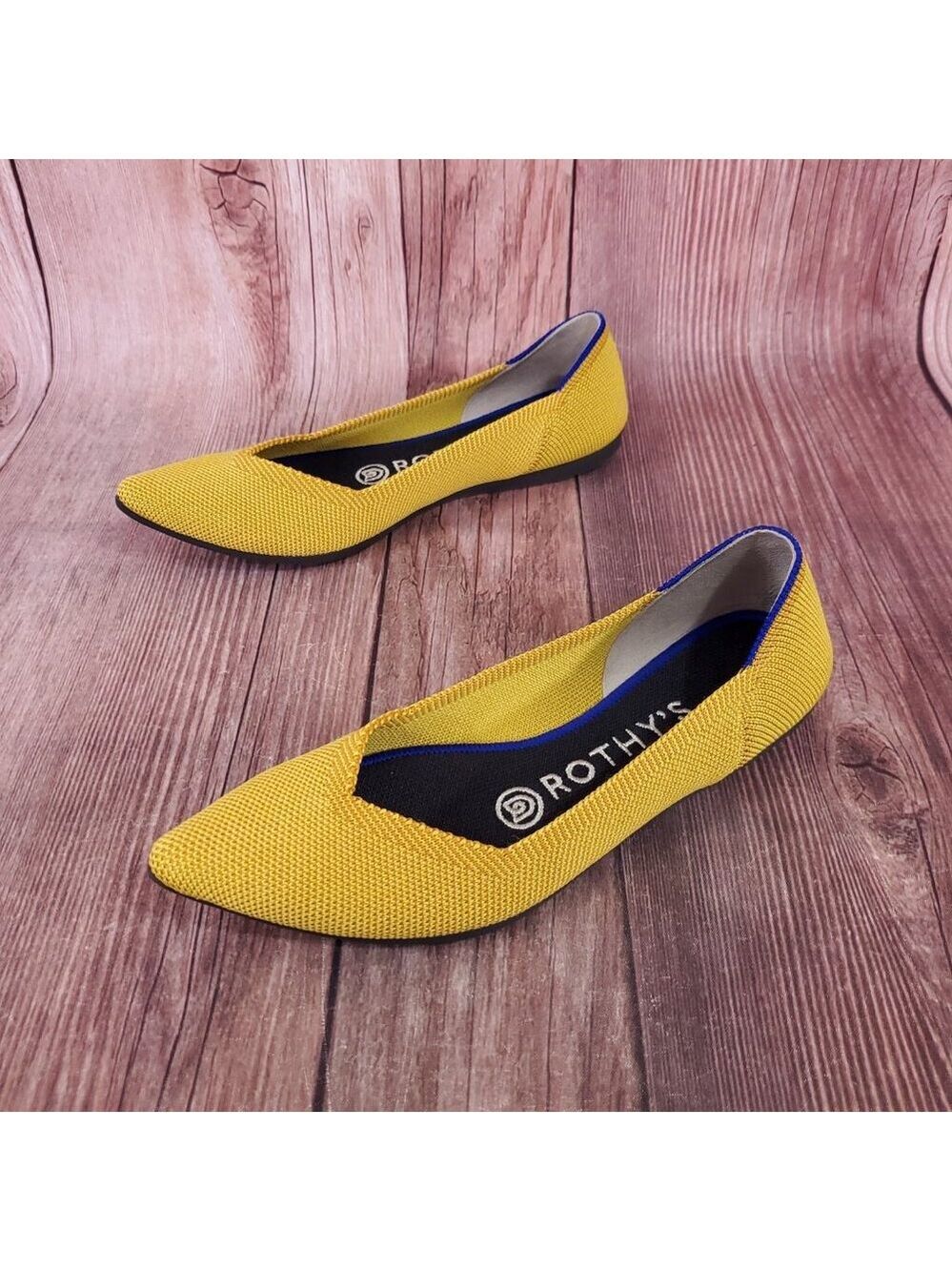 Rothys Womens Size 5.5 The Point Saffron Yellow Pointed Toe Flats Shoes
